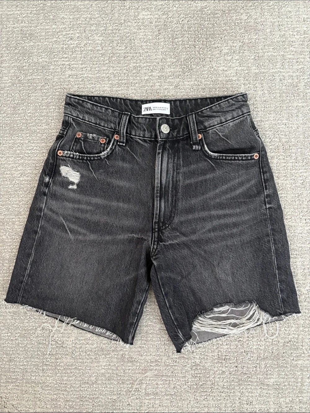 Zara Black Distressed Denim Cutoff Shorts